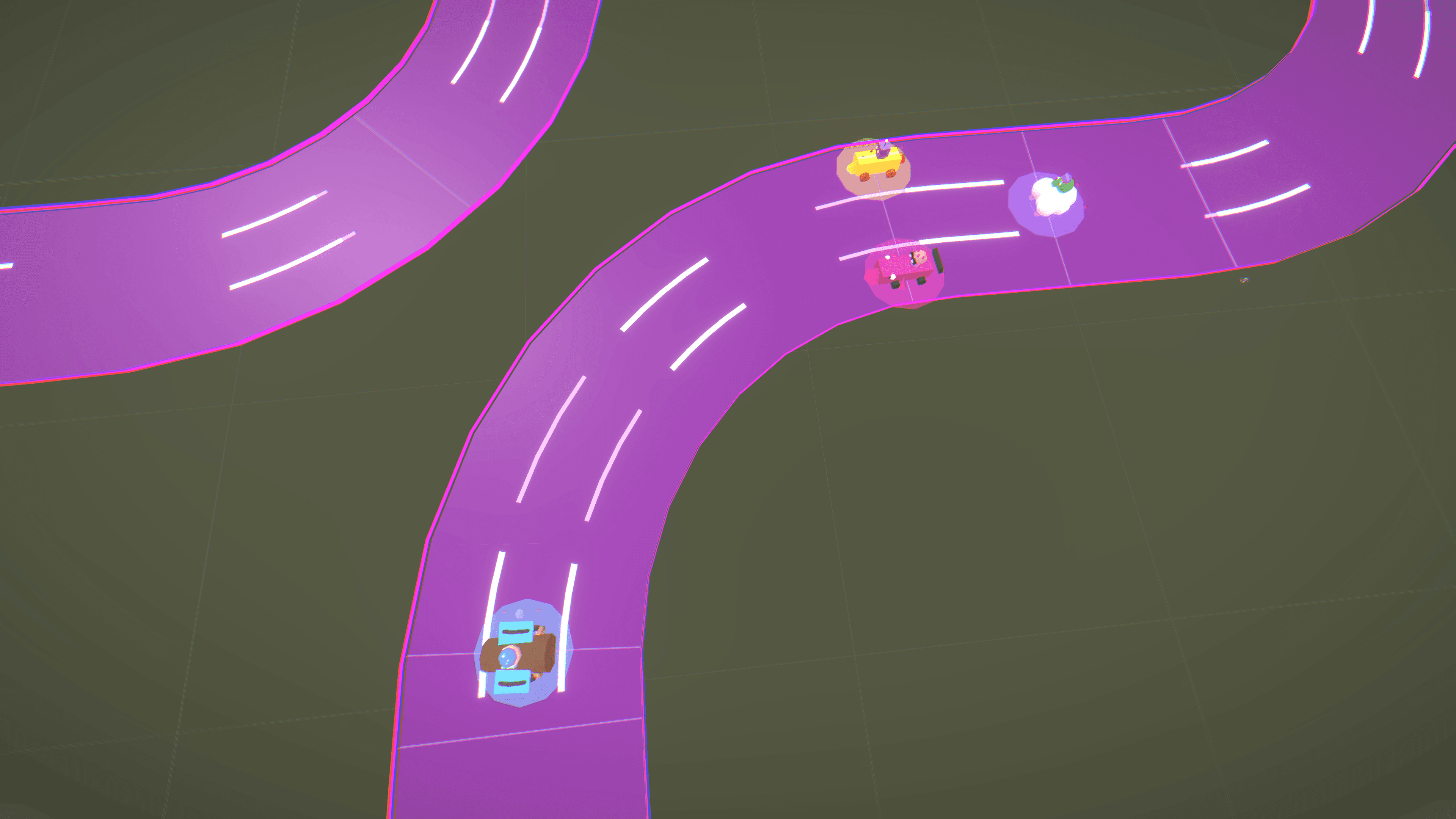 Pack racing on Neon Speedway