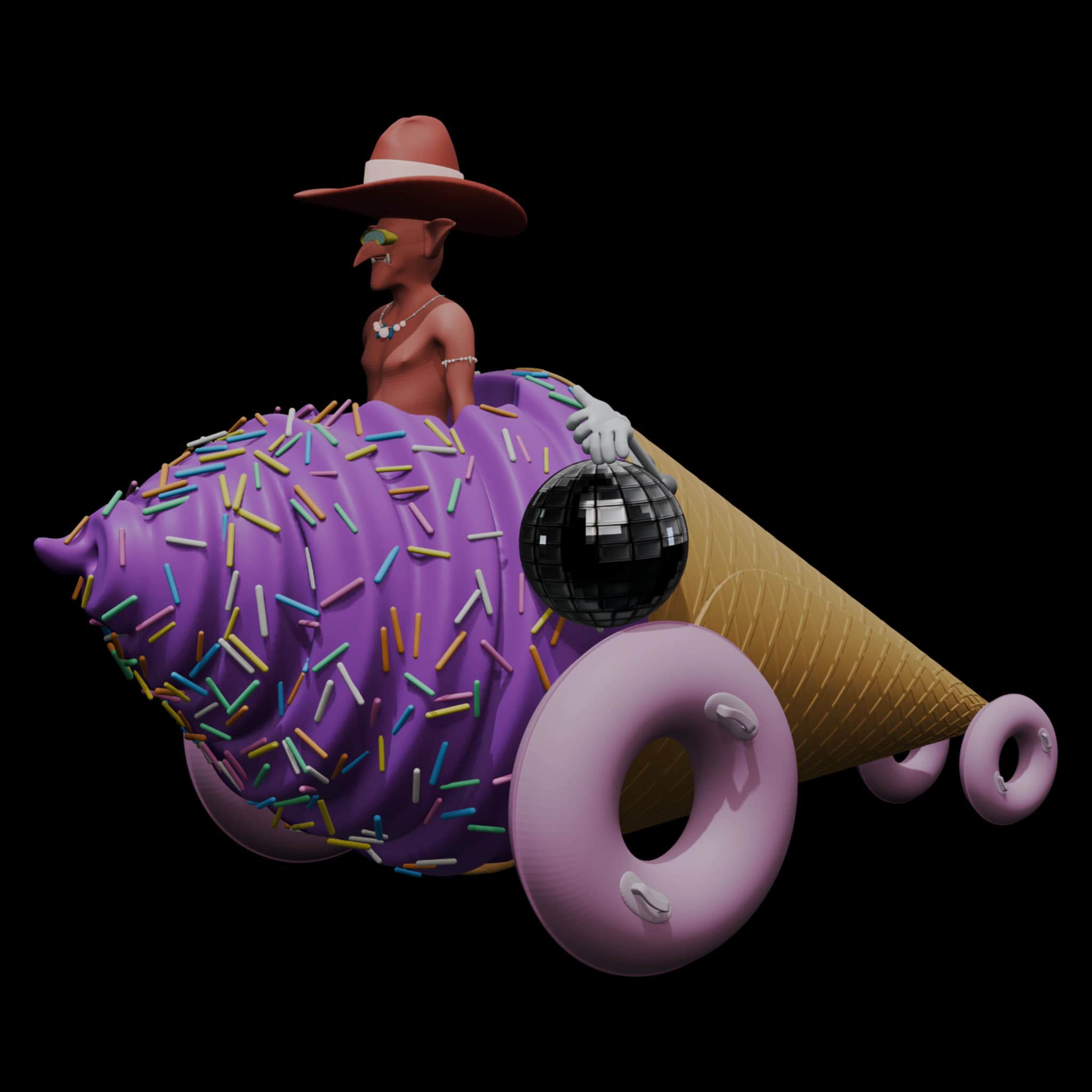 KT 54-7779: Goblin in a Ice Cream Cone with a Cowboy hat