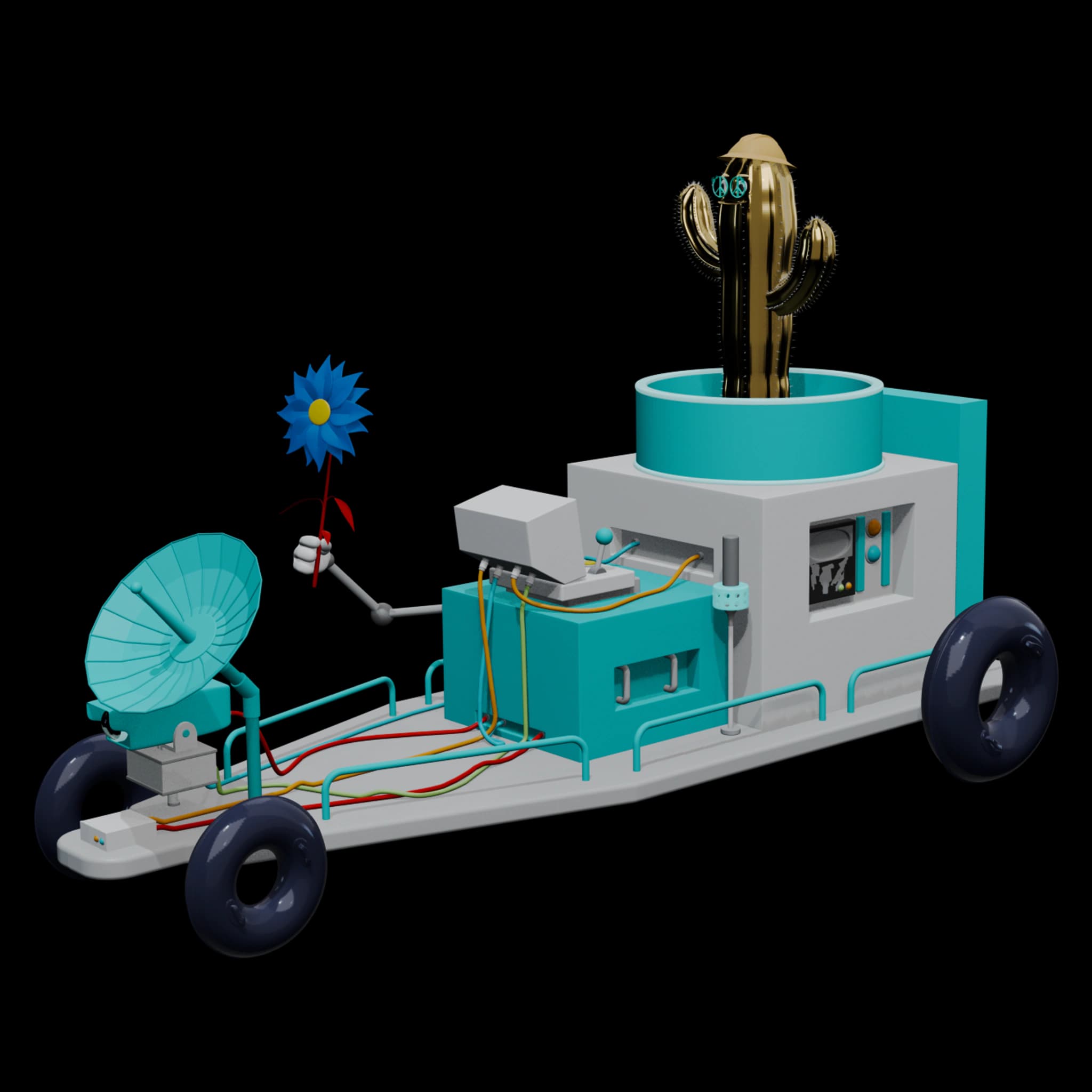 CYX 6365: Cactus in a Lunar Rover with a Hardhat hat