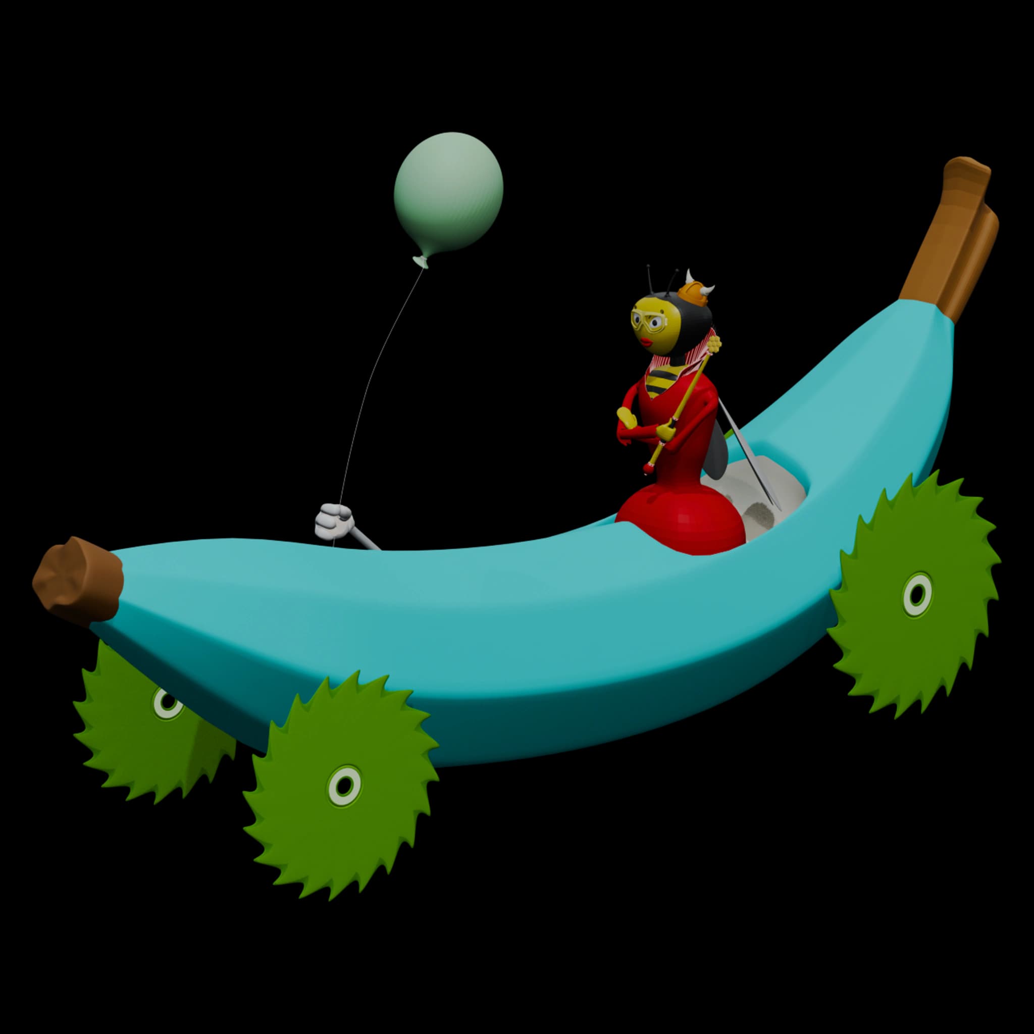 GAN 9882: Queen Bee in a Banana with a Viking hat