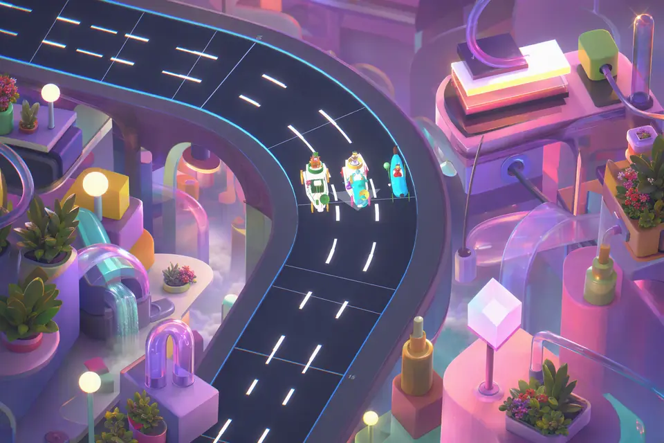 Skyline Circuit gameplay with current Racerverse racers