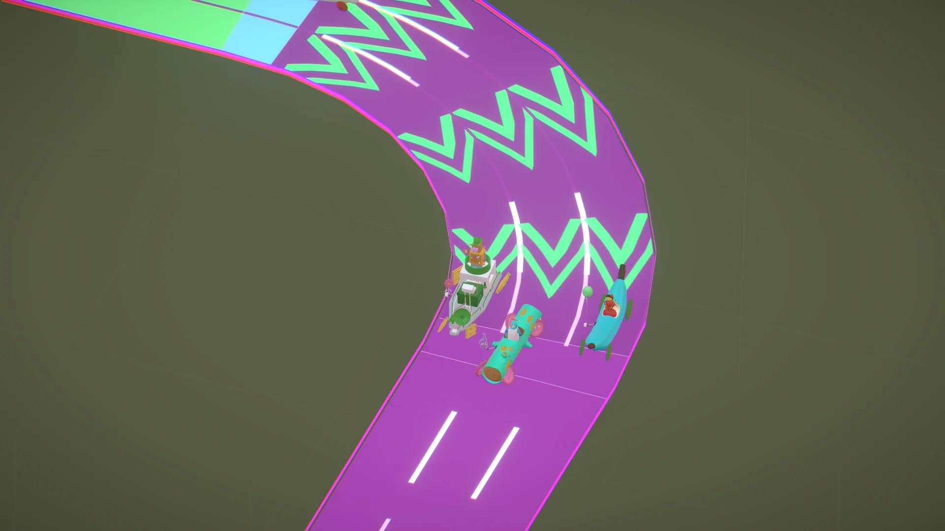 Prism Circuit with reflective road and neon track lighting